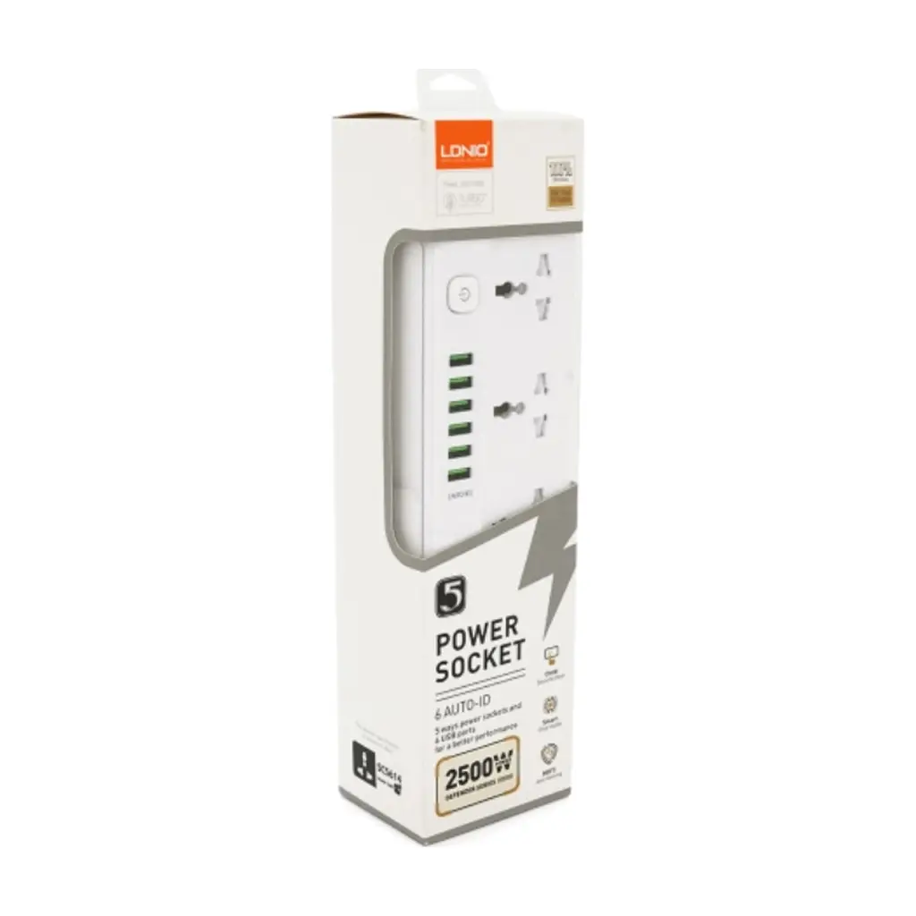 Сетевой фильтр питания LDNIO SС5614, 5 роз, 6 USB, 2м, White (SС5614) - фото 3