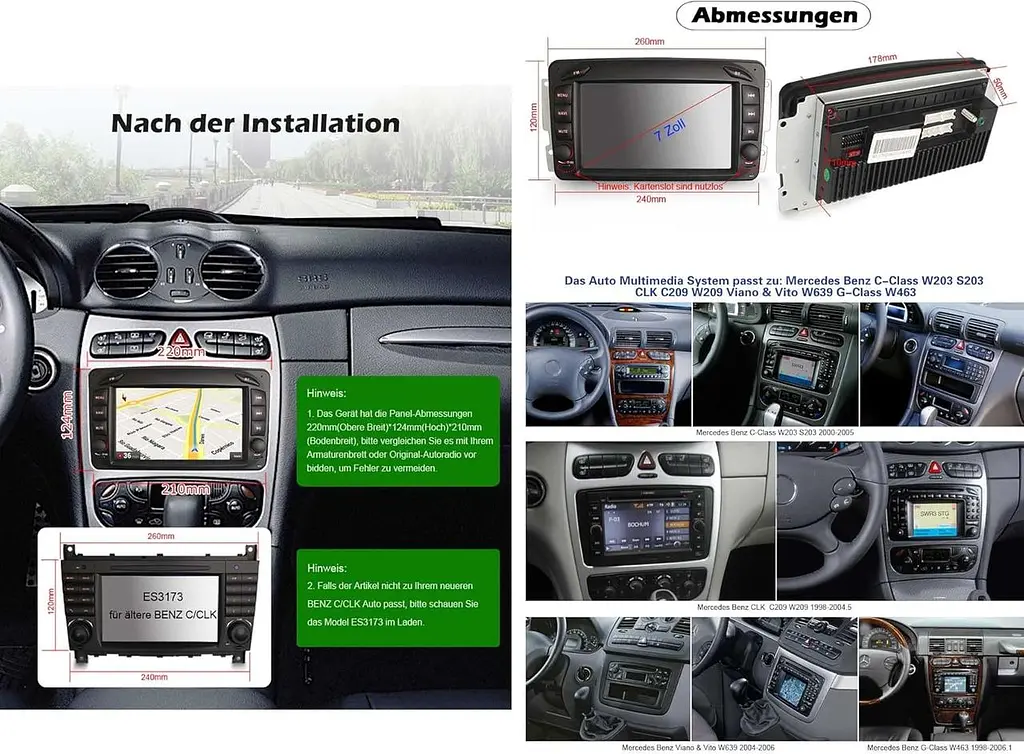 Автомагнітола Erisin Android 12 для Mercedes W203/W209 з CarPlay і GPS - фото 3