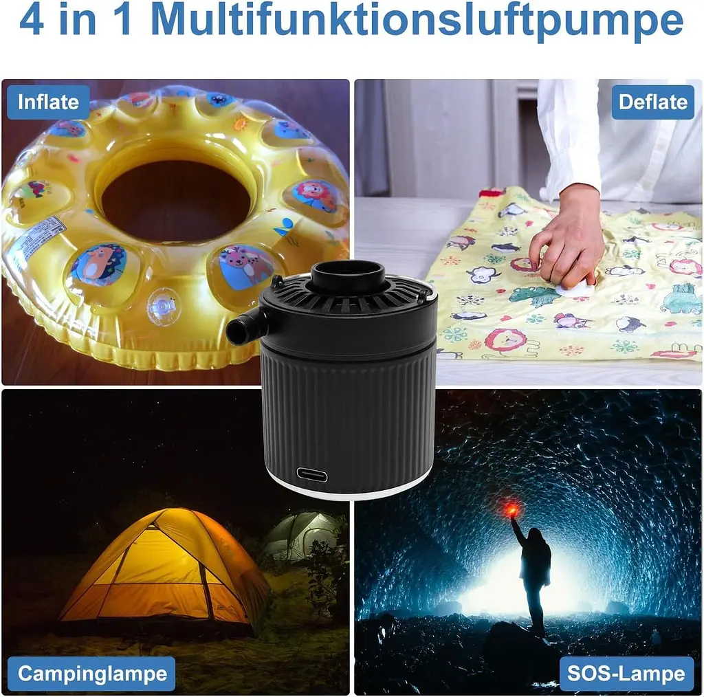 Портативний електричний повітряний насос для надування і здування з батареєю і кабелем USB C - фото 5