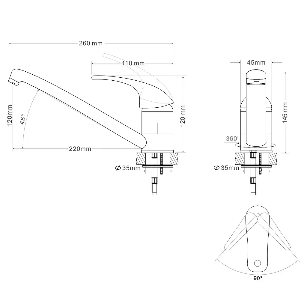 Змішувач для кухні RJ Baron бежевий RBZ014-6G - фото 2