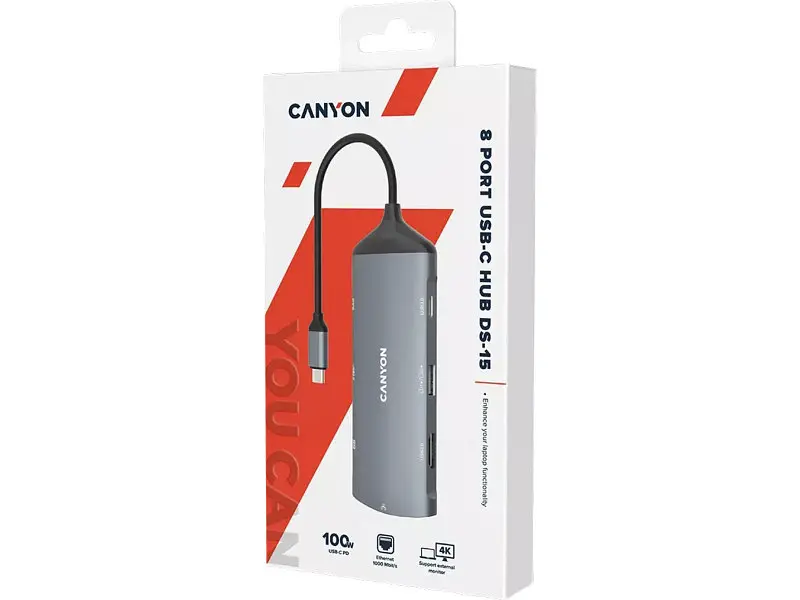 Мультипортовий адаптер Canyon 8 port USB-C Hub DS-15 (CNS-TDS15) - фото 2