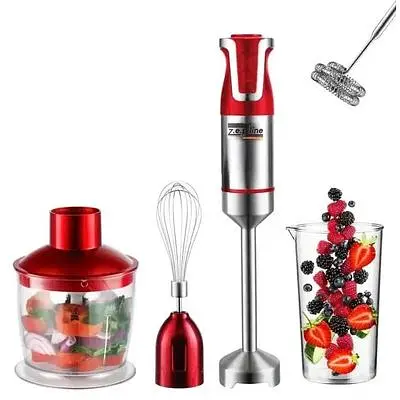 Блендер Zepline ZP-074 измельчитель миксер многофункциональный погружной 5в1 1500 Вт красный - фото 2