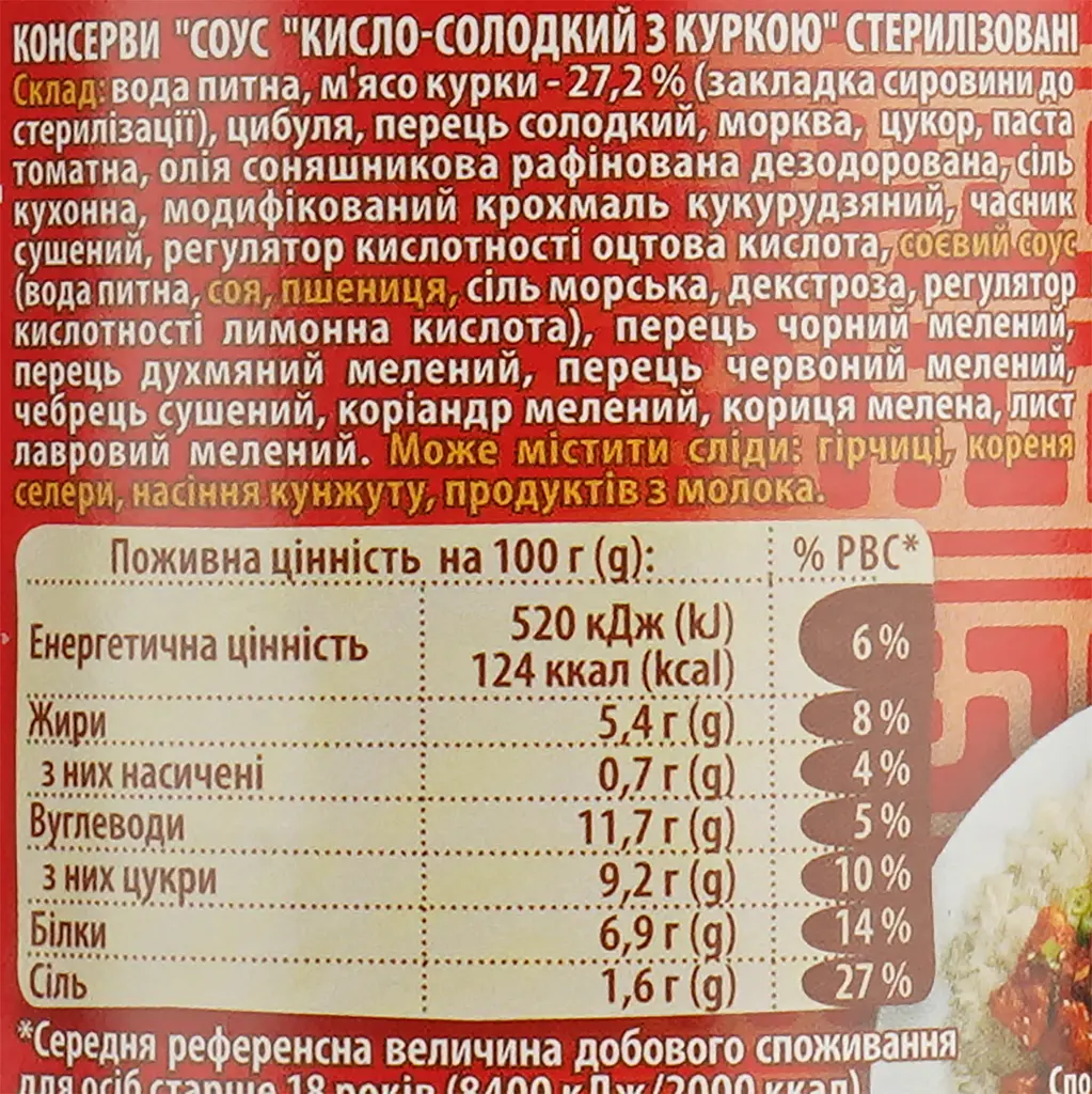 Соус до гарнірів Верес Кисло-солодкий з куркою 310 г (921292) - фото 5