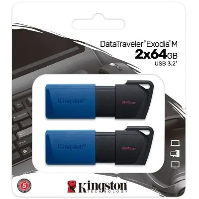 USB флеш накопичувач Kingston 2x64GB DataTraveler Exodia M Black/Blue USB 3.2 (DTXM/64GB-2P) - фото 6
