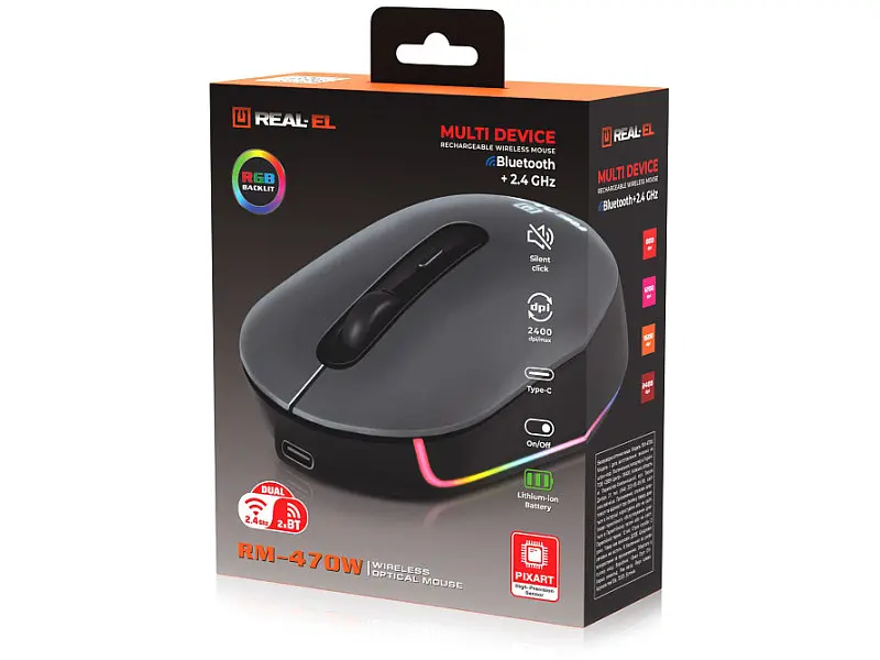 Миша REAL-EL RM-470W Dark Gray (EL123200049) - фото 11