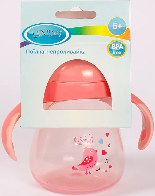 Поильник-непроливайка Lindo с силиконовым носиком 6+ мес. 250 мл розовый (LI 711 роз) - фото 3