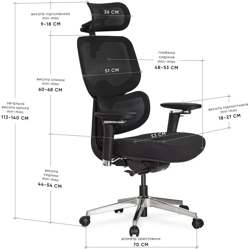 Крісло Mealux D2 Air Fabric Black ( HF-D2 F/B) - фото 3