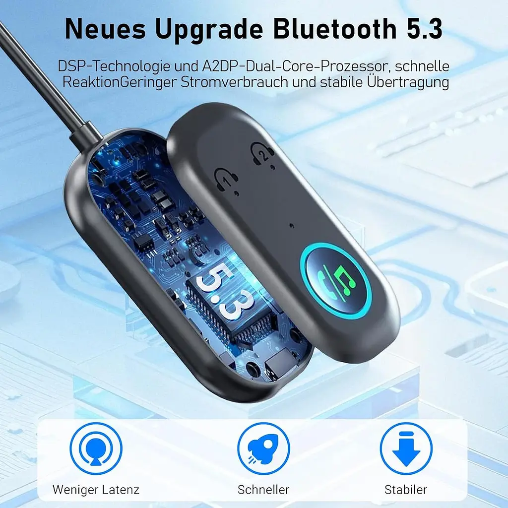 Bluetooth 5.3 адаптер TX/RX 2-в-1 для телевізора, авто та AUX - фото 5