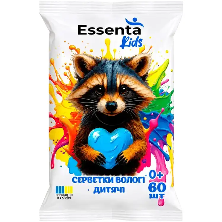Серветки вологі дитячі Essenta kids. Номінальна кількість 60 шт.