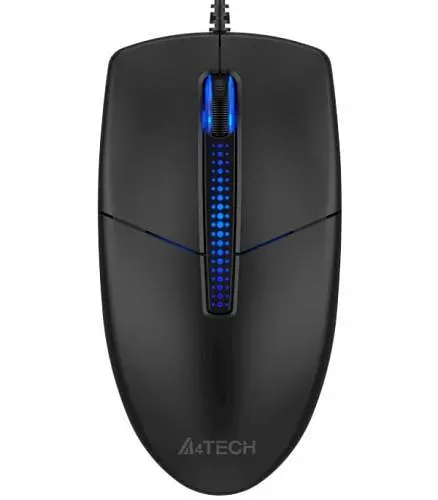 Миша A4Tech N-530 чорна, USB, оптична, синє підсвічування, 1200 dpi, 3 кнопки, 1.5 м