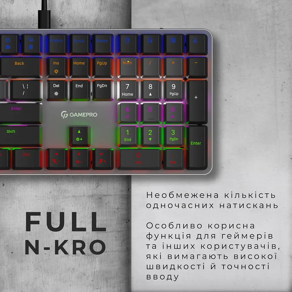 Клавиатура GamePro Red Swich Low Profile USB Dark Gray проводная (MK145R) - фото 6