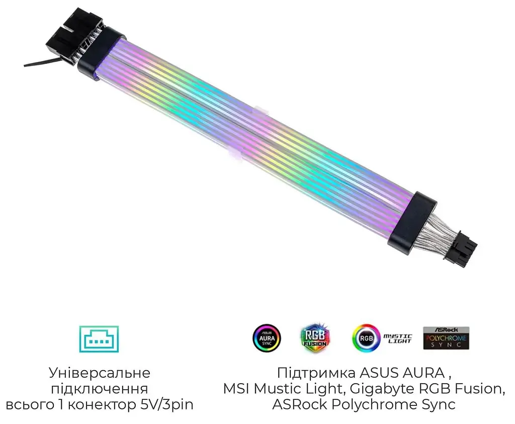Кабель для ПК Qube RGB 12+4Pin to 2*8Pin VGA, Black - фото 4