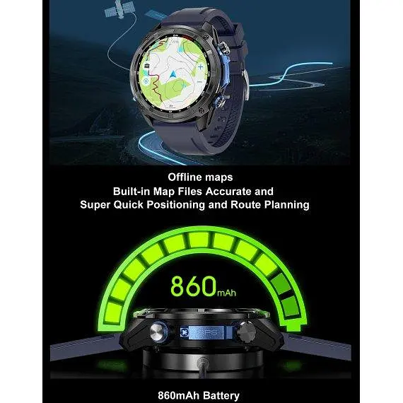 Годинник наручний смарт UWatch Smart Navigation Pro GPS 2 ремінця Чорний (2861448527) - фото 10