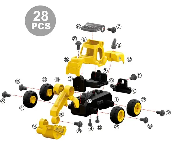 Конструктор DIY Spatial Creativity Экскаватор, желтый (CJ-1365027) - фото 2