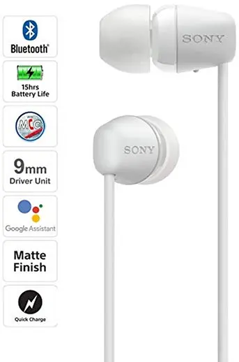 Навушники Sony WI-C200 In-ear Wireless Mic White (WIC200W.CE7) - фото 2
