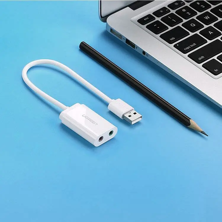 Звукова карта USB AUX jack, TRRS (Mic + Ear), ALC4042 15cm Ugreen Біла US205 - фото 6