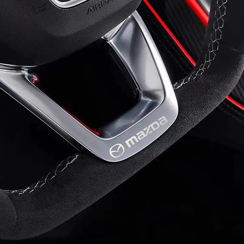 Наклейка з логотипом Mazda метал, на клейкій стрічці 45 x 9 мм 1 шт (універсальна) - фото 3