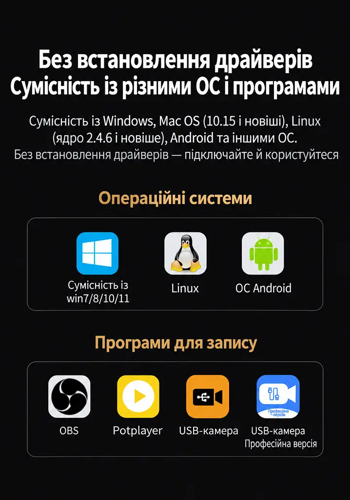 Карта відеозахоплення UGREEN UG701 із входом HDMI та підключенням до комп’ютера через USB-C захоплення 4K 60 Гц та 2K 144 Гц та 1080p 240 Гц наскрізний вихід HDMI 8K 60 Гц та 4K 144 Гц з підтримкою VRR динамічний HDR на наскрізному виході мікрофонний і лінійний входи 3,5 мм та вихід для навушників 3,5 мм без встановлення драйверів для OBS темно-сіра (45646) - фото 8