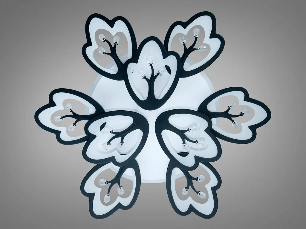 Дизайнерська стельова LED люстра Diasha 8148/6+3BK Petal чорна, 9 плафонів, 185 Вт, 80 см, 16-25m2 - фото 4