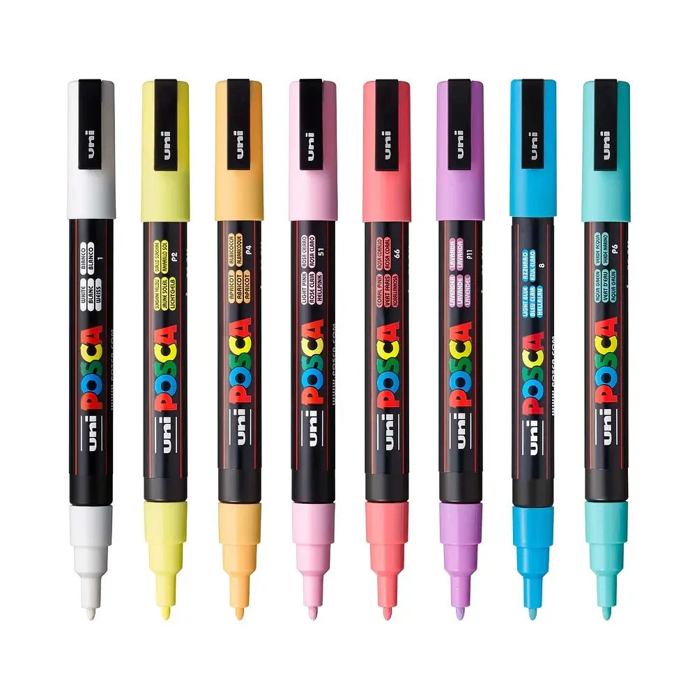 Набор маркеров Uni Posca Soft Color 0.9-1.3 мм 8 шт. (PC-3M SOFT COLOR 8C) - фото 3