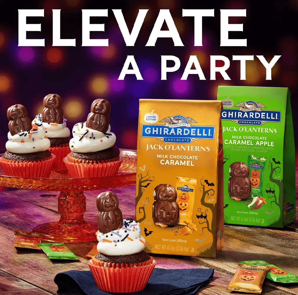 Шоколадні цукерки Ghirardelli Milk Chocolate Caramel Jack O' Lanterns 117.6г - фото 7