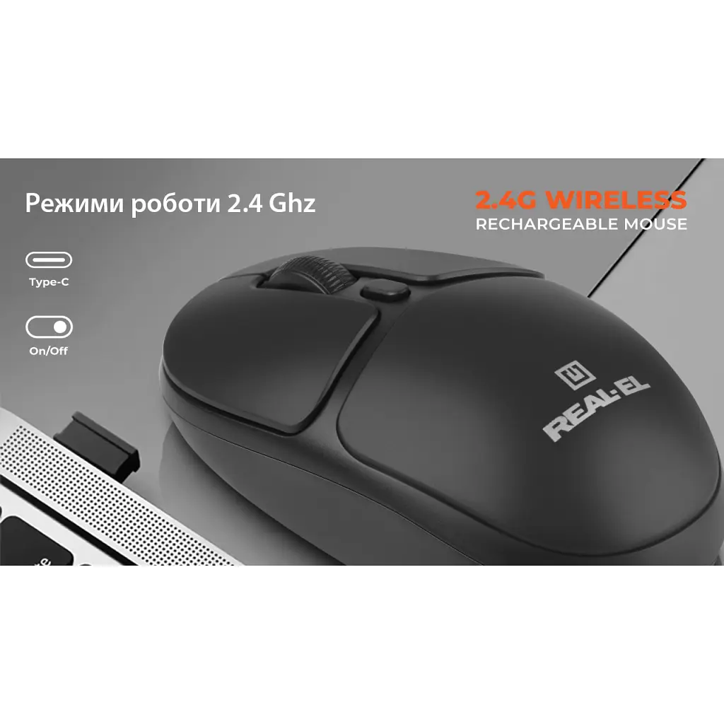 Мишка REAL-EL RM-335W Wireless Black (EL123200055) - фото 12