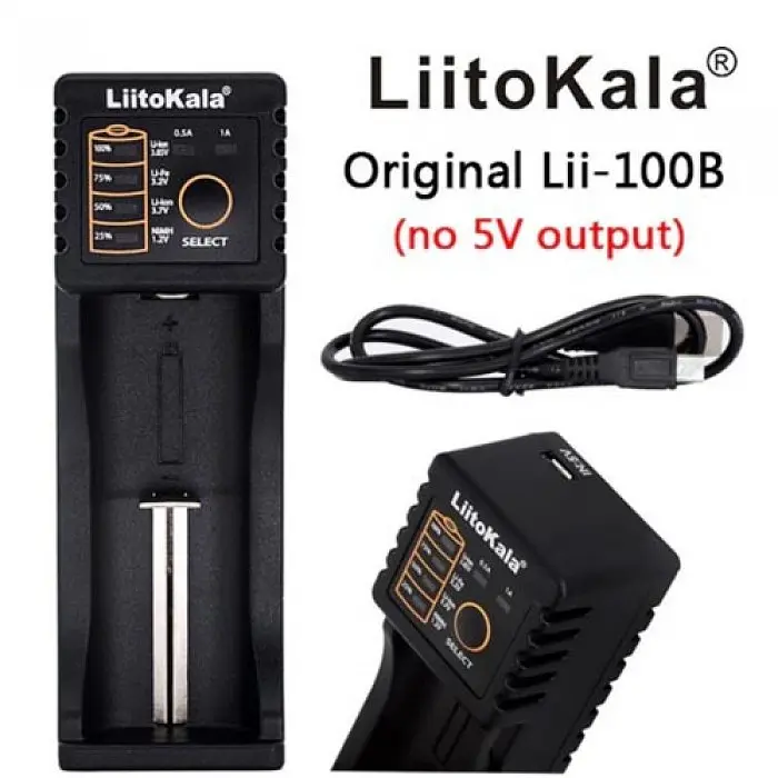 Універсальний зарядний пристрій одноканальний LiitoKala Lii-100B 1xААА/ АА/ 14500/ 16340/ 18650 - фото 2