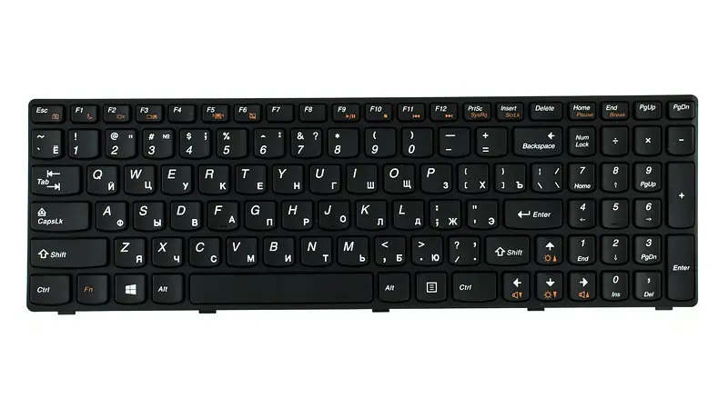 Клавіатура для ноутбука LENOVO (B570, B575, B580, B590, V570, V575, V580, Z570, Z575) rus, black, black frame (оригінал) - фото 2