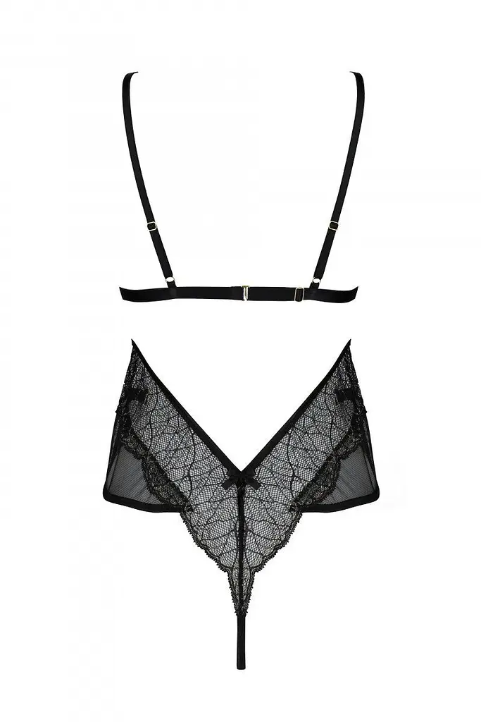 Боді Passion AMBERLY BODY black, S/M, відкрита спина, низ стрінги - фото 4