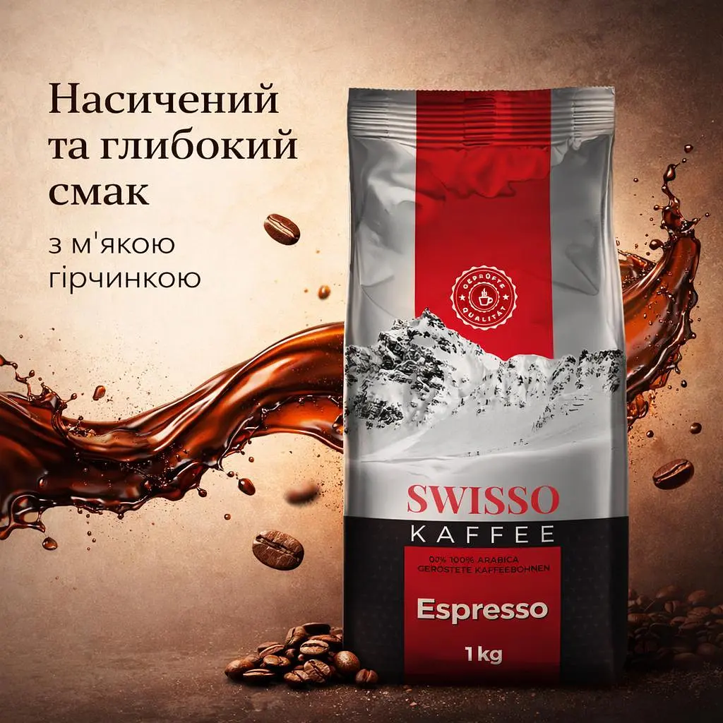 Кава в зернах Swisso Kaffee Espresso 100% Arabica 1 кг натуральна зернова кава для кавомашини - фото 4