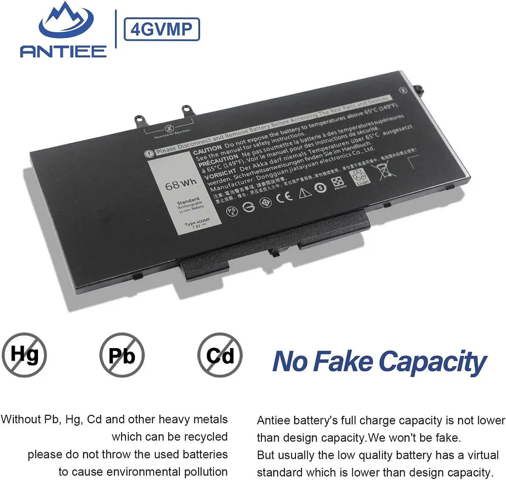 Antiee 4GVMP Акумулятор для ноутбука Dell Latitude 5400 5500 Precision 3540 Inspiron 7590 7591 7791 2 в 1 P84F P84F001 P42E P42E00 - фото 4