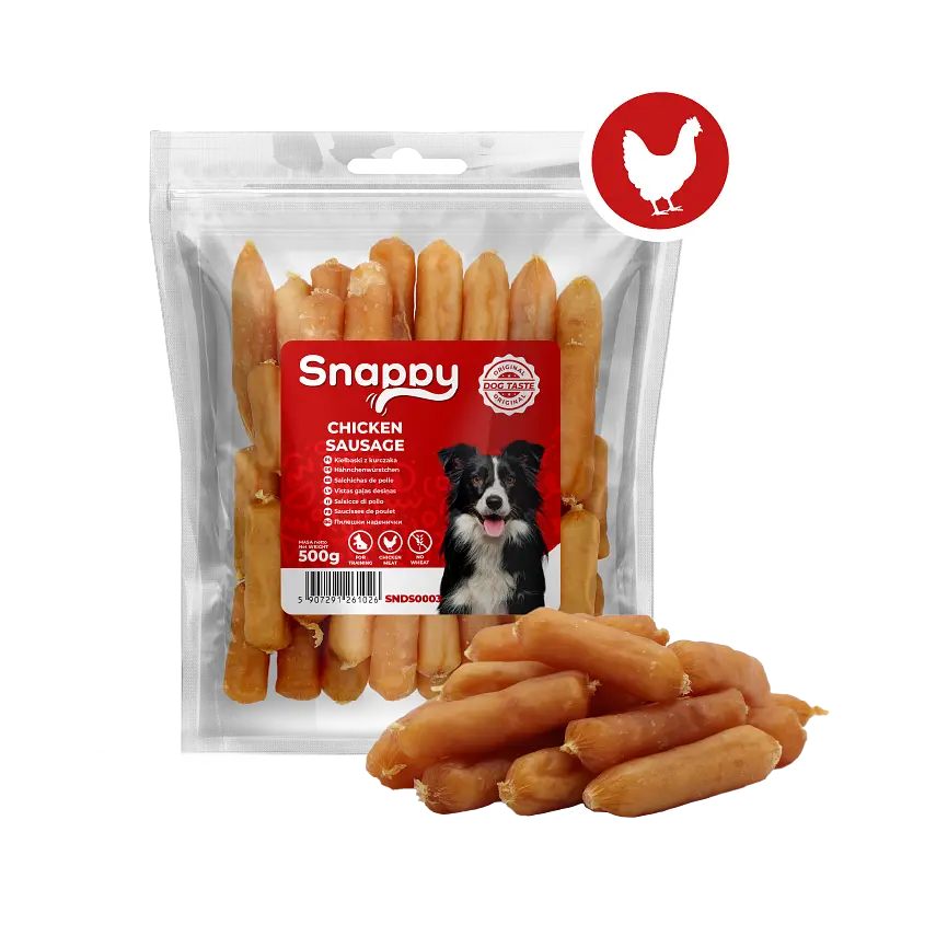 Ласощі для собак SNAPPY DOG SNACKS SAUSAGES Сосиски з курки, 500 г - фото 2