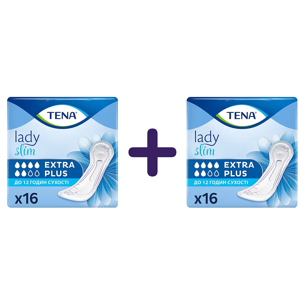 Урологические прокладки Tena Lady Slim Extra Plus 32 шт. (2 уп. х 16 шт.) - фото 1