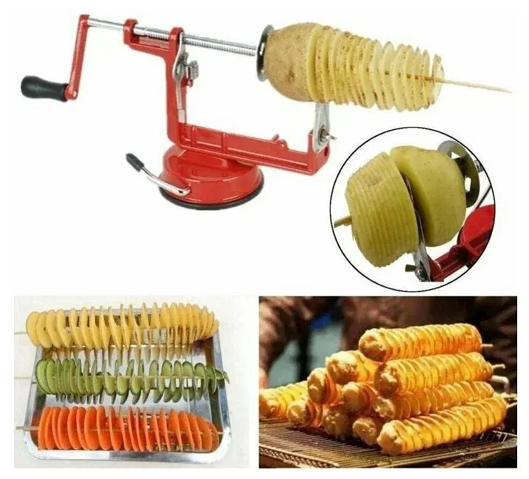 Машинка для різання картоплі спіраллю SPIRAL POTATO SLICER апарат для нарізування картоплі для чіпсів - фото 2