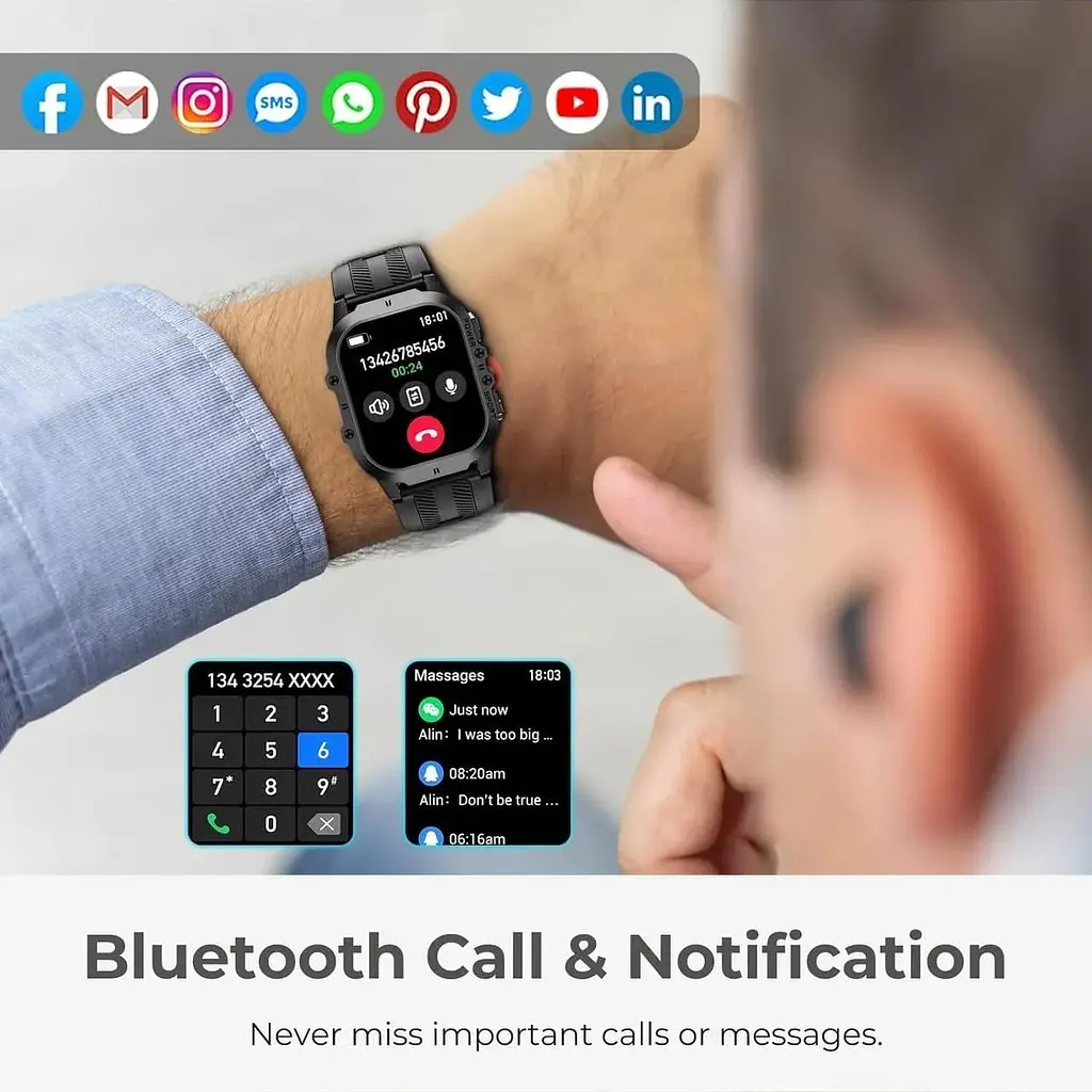 Розумний годинник Viran для чоловіків 1.96 дюйма AMOLED Fitness Tracker Smartwatch - фото 5