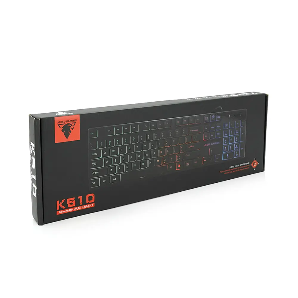 Клавиатура с подсветкой USB Jedel K510, длина кабеля 170 см, (Eng), (483х188х35 мм) Black, 104к, Q20 - фото 2