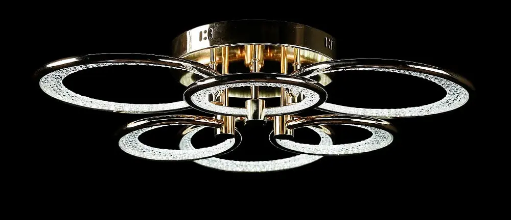 Люстра стельова LED Splendid Ray LT98120/3+3, 160W, золота, сучасний стиль з пультом - фото 2