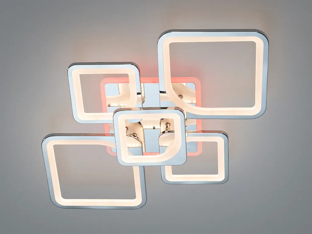 Люстра стельова LED Diasha 8060/2+3HR, 95W, 3200K-6500K, хром, сучасний стиль для дому, з пультом, диммером, акриловий плафон - фото 2