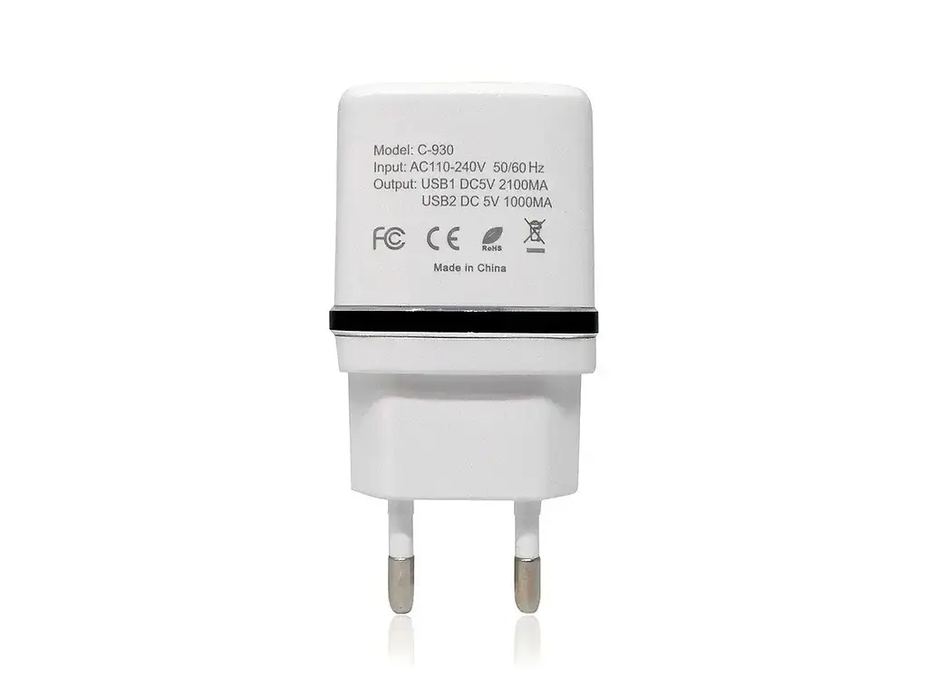 Зарядка для телефона 2хUSB "Awei C-930" Біло-чорна, мережевий зарядний пристрій — блок живлення 1 А/2.1А - фото 3