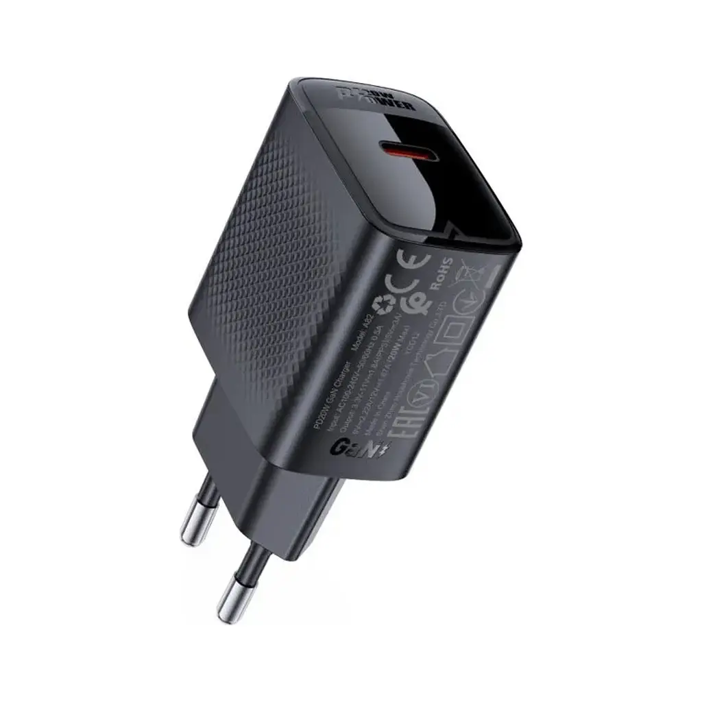 Зарядний пристрій Acefast USB-C 20W + Type-C cable A82 Fast Charger Black (6974316280057) - фото 5