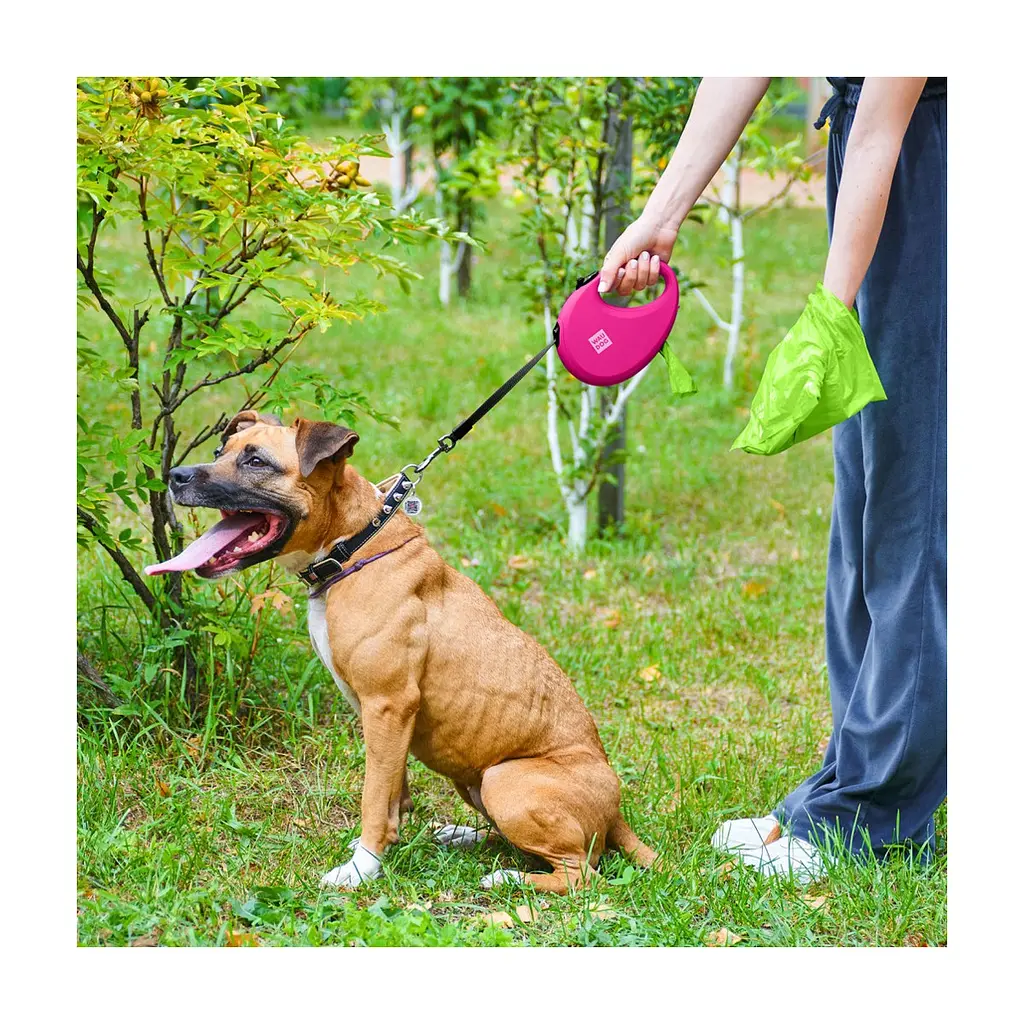 Повідець для собак WAUDOG R-leash з контейнером для пакетів L до 40 кг 5 м рожевий (26297) - фото 7