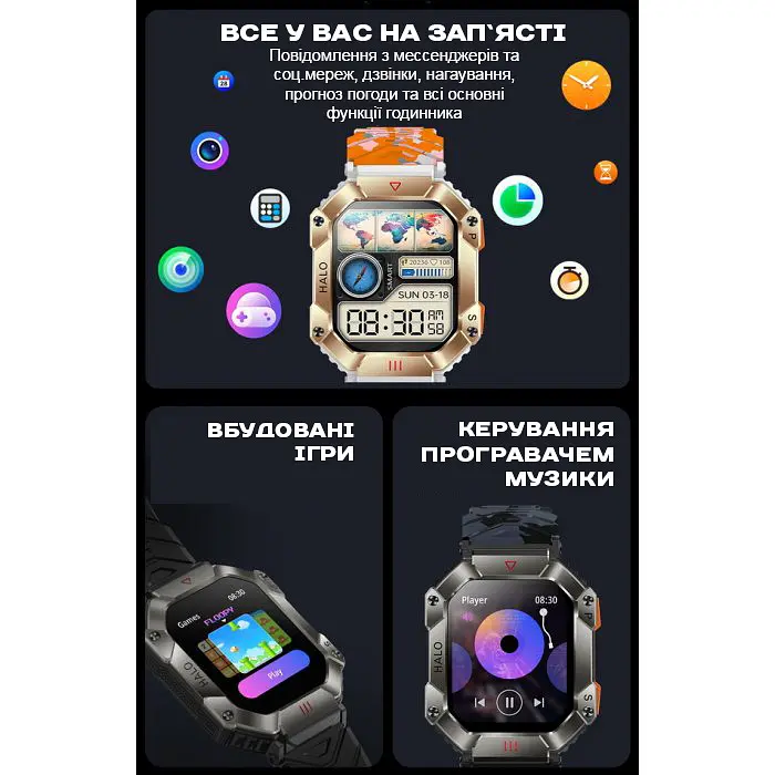 Часы Smart Racer K+ Black с компасом - фото 15