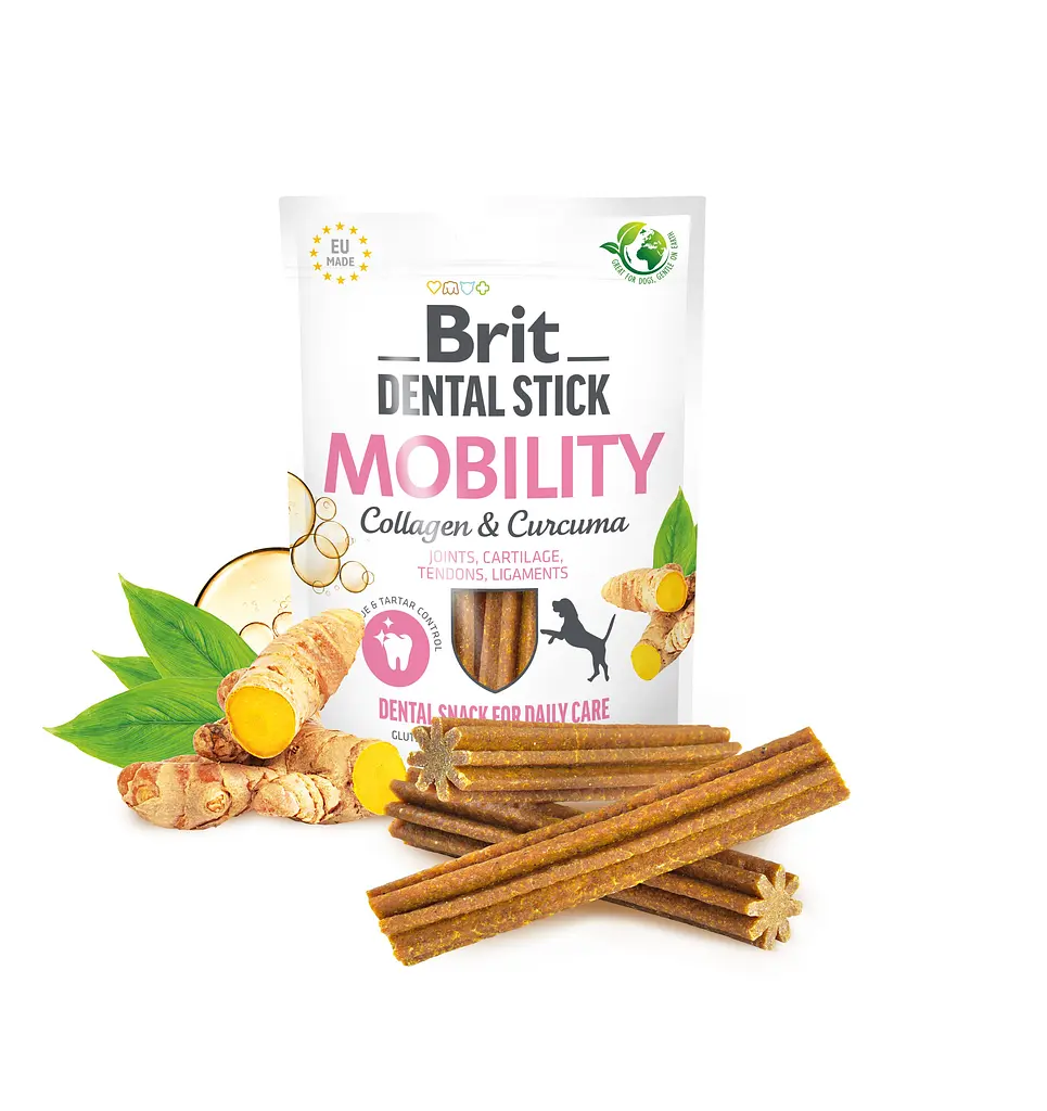 Лакомство для собак Brit Dental Stick Mobility для мобильности суставов, коллаген и куркума 7 шт. 251 г - фото 3