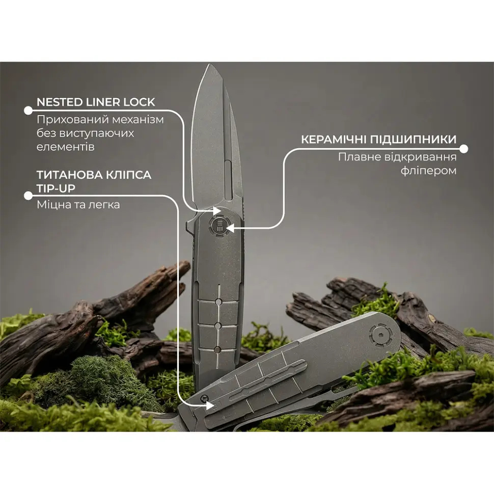 Ніж складаний туристичний Weknife Hull (9.9 см) Bohler M390 / Titanium сірий - фото 12