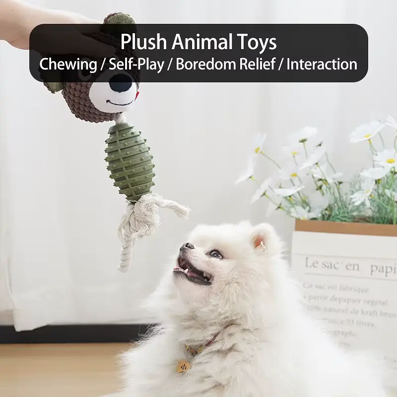 М'яка іграшка для собак Derby Bear Shape TPR + Rope Dog Toy - фото 3