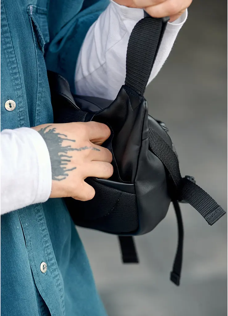 Чоловіча сумка бананка Sambag Dynamicdart чорно-помаранчева 38 × 21 × 7 см (80411129m) - фото 6