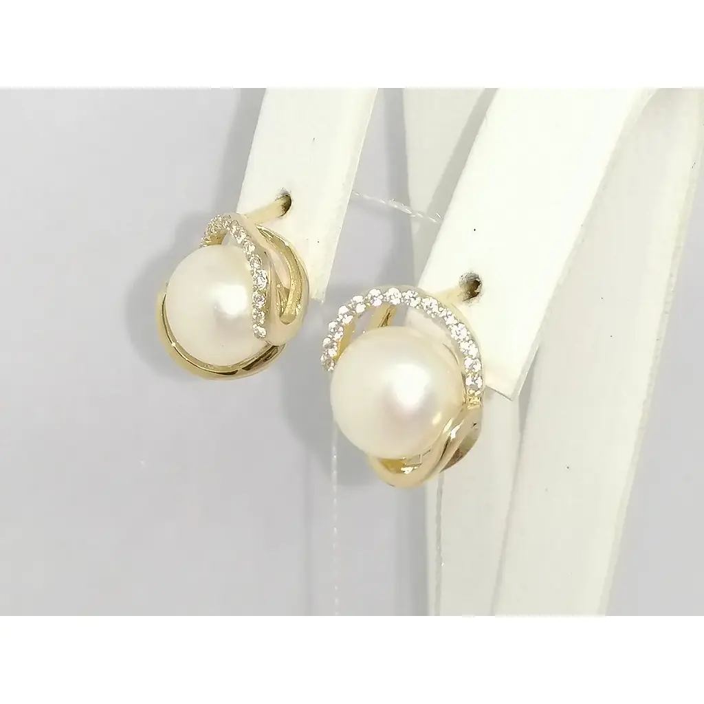 Золоті сережки Імперія золота з перлами і фіанітами. СВ243И - фото 4