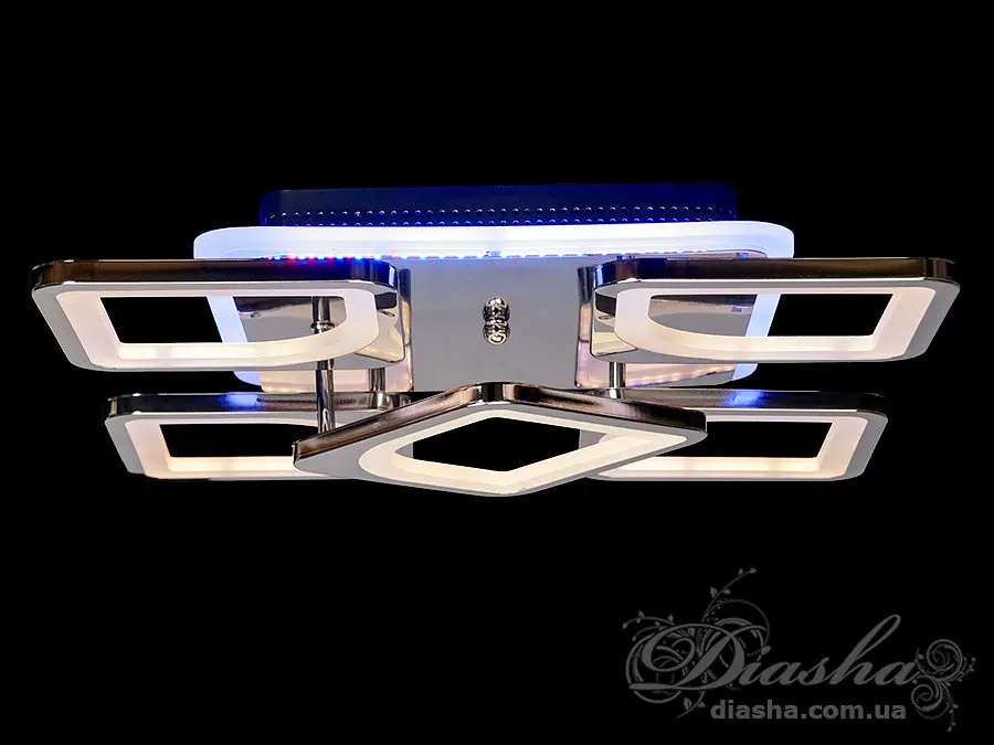 Люстра стельова LED Diasha S8060/4+1HR, 85W, 3200K-6500K, хром, сучасний стиль для дому