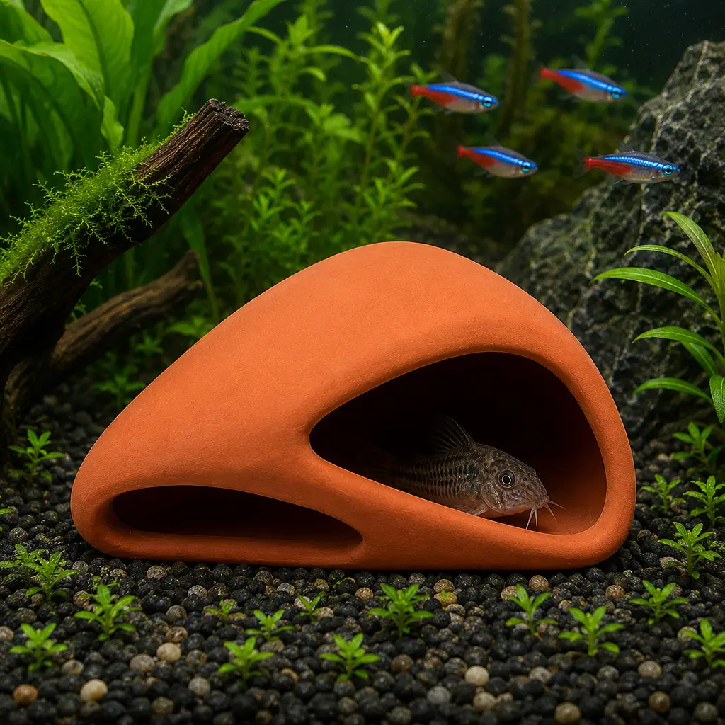 Декорація Hobby Wave Cave 1 red 12x12x5,5 см - керамічне укриття для риб і креветок в акваріумі (41657) - фото 3