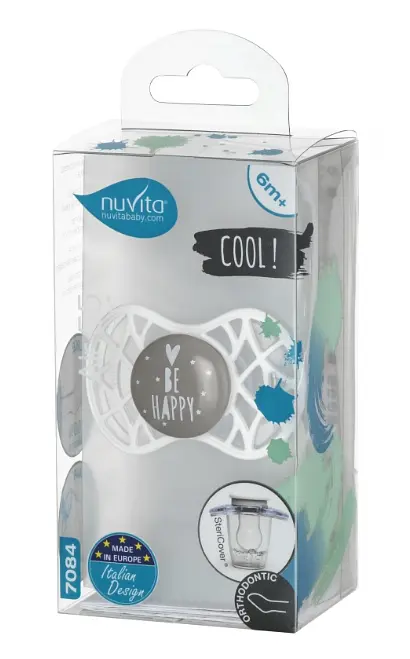 Силіконова ортодонтична пустушка Nuvita Air55 Cool Be Happy, 6-12 міс., сірий (NV7084PG) - фото 4